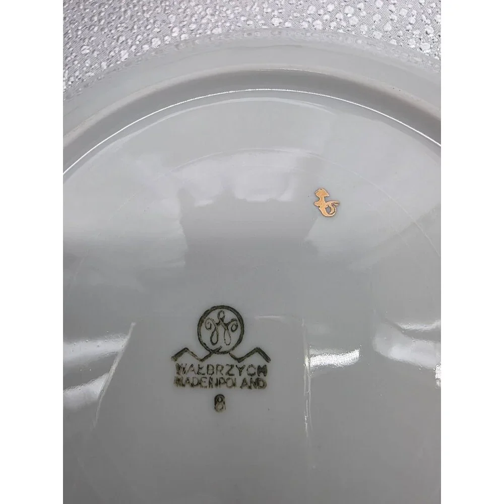 Wałbrzych‎ Poland Fine China Gold Trim Saucer Plates Set Of 8